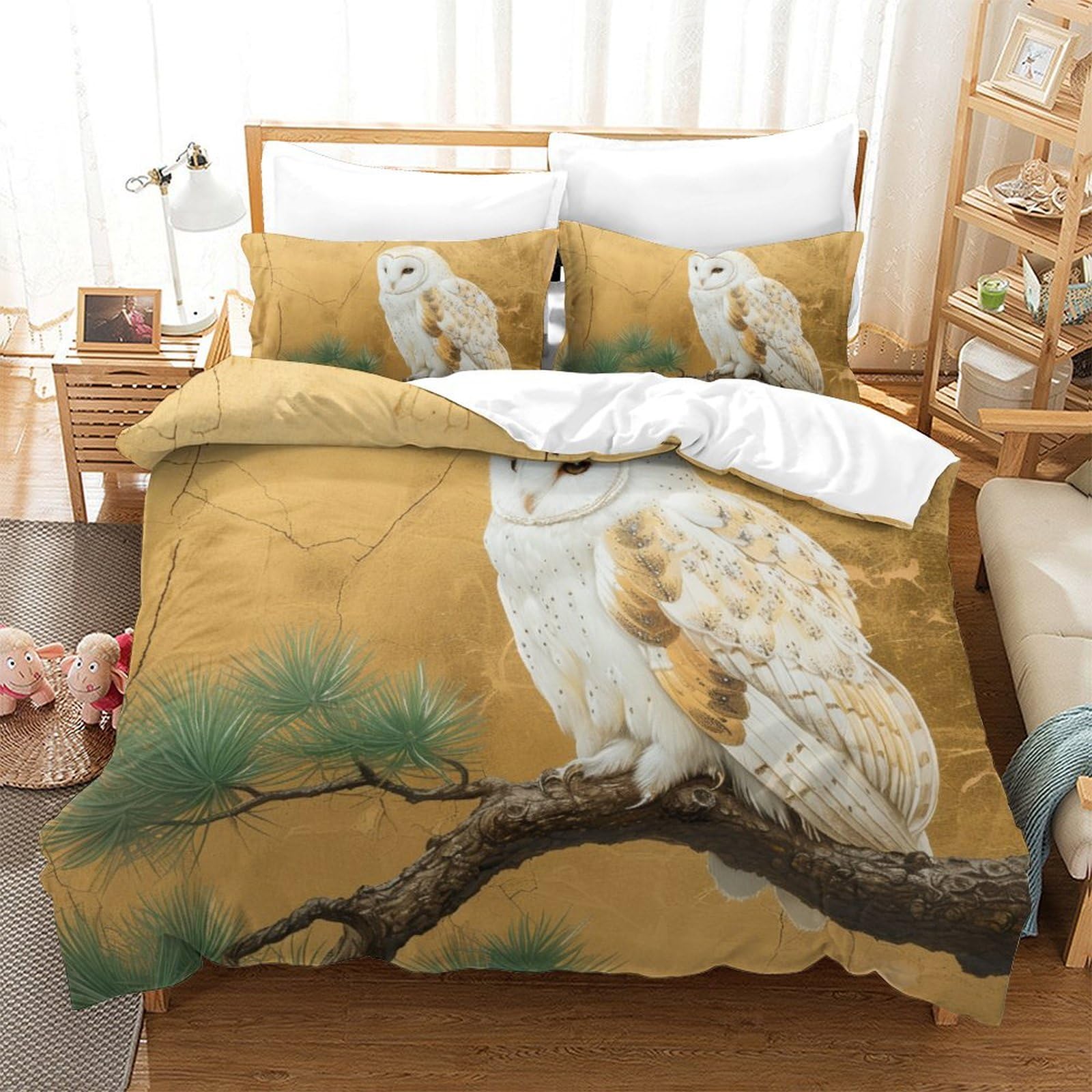 Housse de couette chouette blanche microfibre 220x240cm