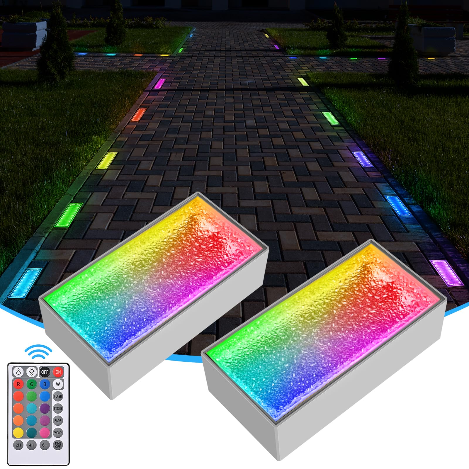 Solar-Pflasterstein-Lichter, 4 x 8 Ziegelstein-Auffahrtlichter, IP67 wasserdicht, Wegelicht, Außenbeleuchtung, Landschaftsbeleuchtung für Gehweg, Terrasse, Garten, Rasen, Hof, Pool