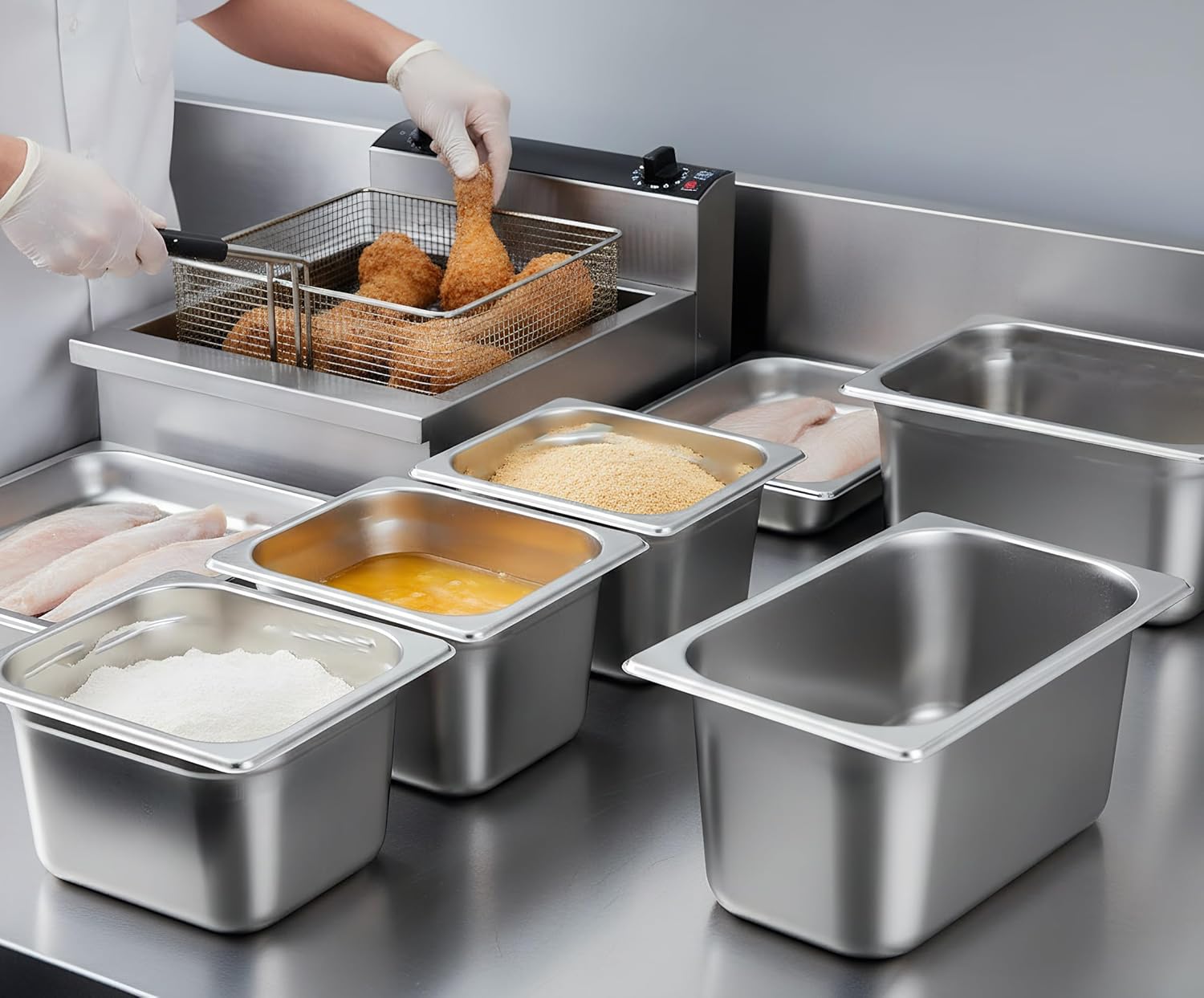 TOPZEA 6 Pack Hotel Pans, 1/6 Size 6" Deep Stainless Steel Steam Table Pan Commercial Heavy Duty Catering Pan for Buffet Serving, Food Prep, Salad & Ice Cream Bar, Restaurant, Dishwasher Safe - Image 7