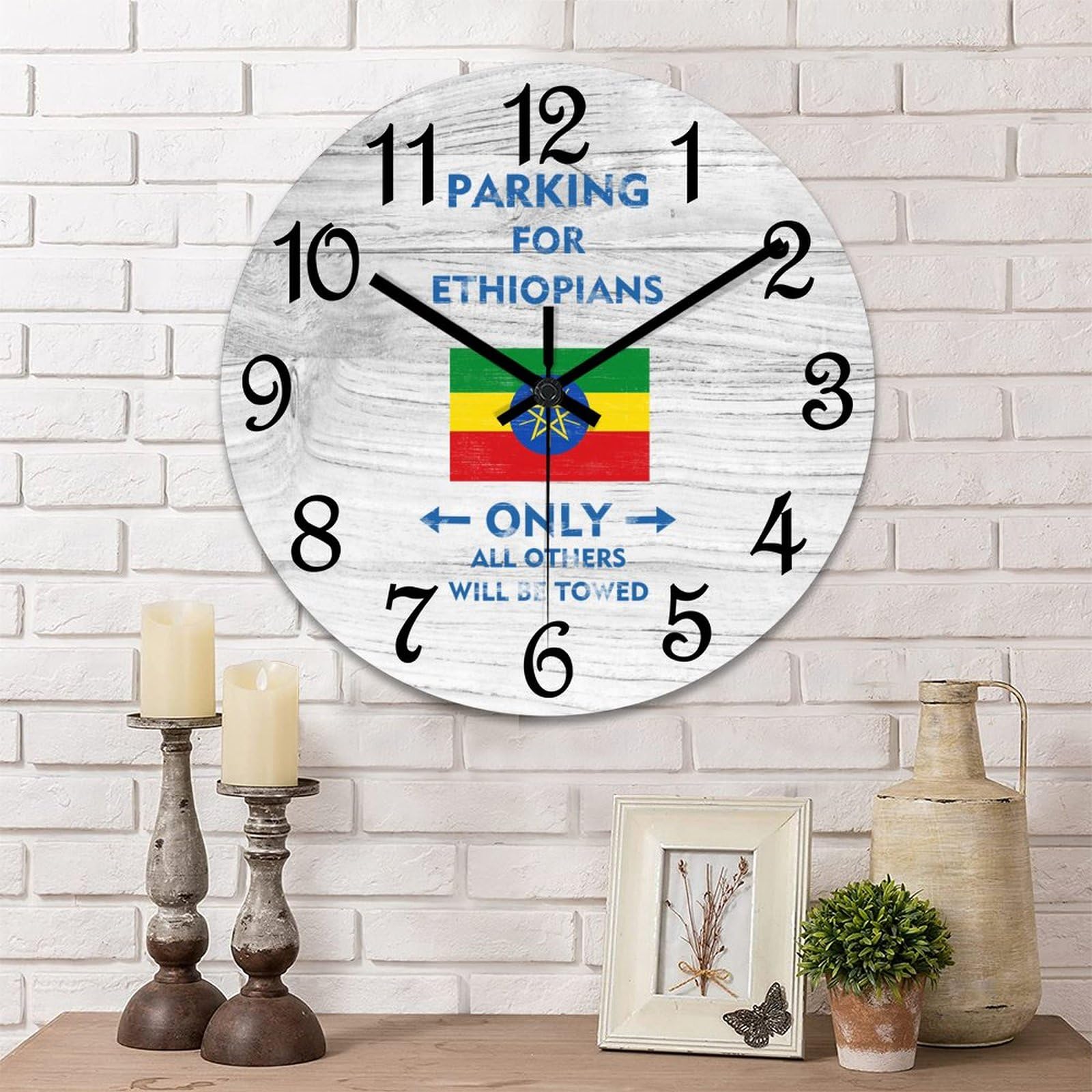 Reloj de pared de Etiopía redondo y silencioso ideal para regalar en inauguraciones de casa