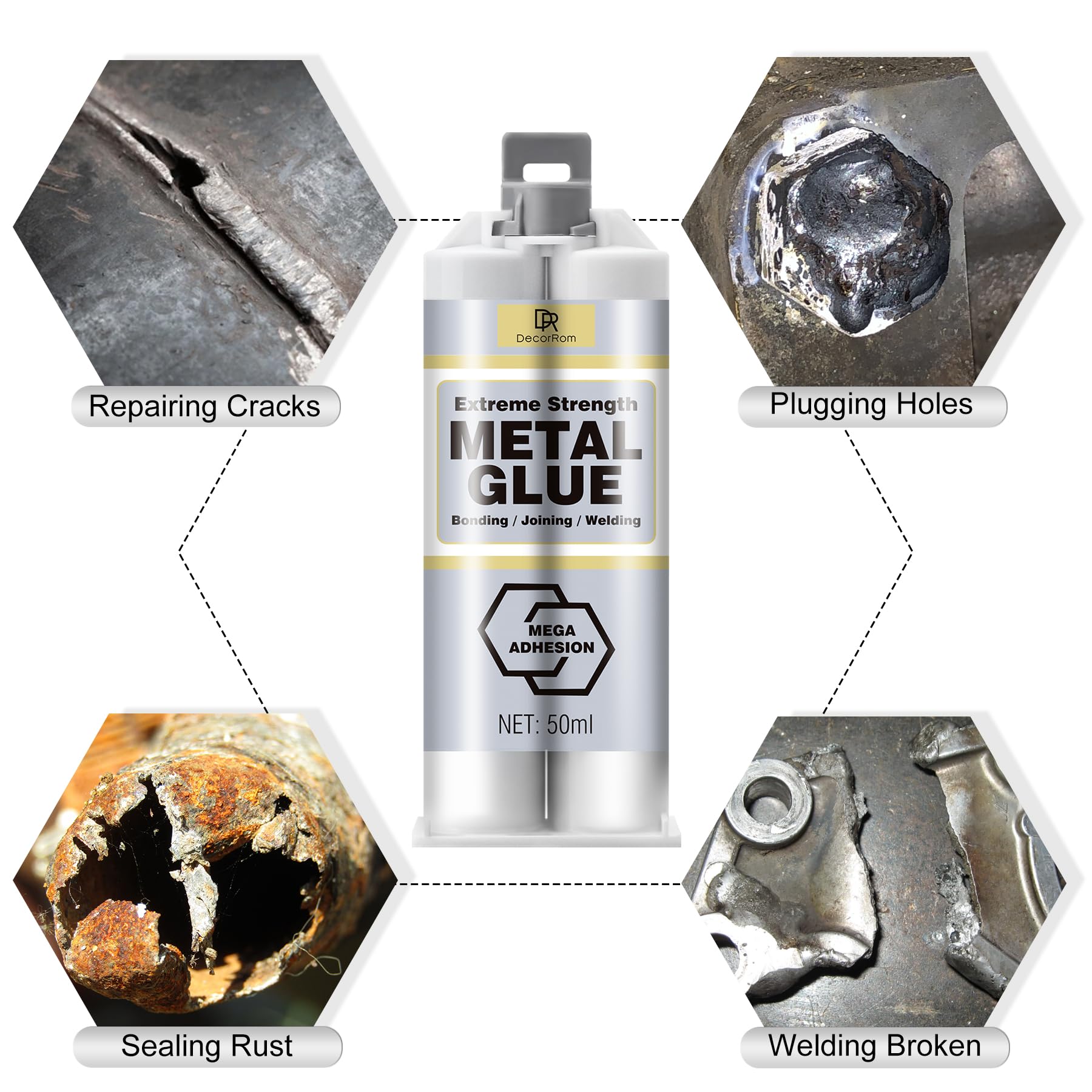 Colla per Metalli Bicomponente - Adesivo Epossidico Extra Forte 100ml per Riparazioni su Acciaio, Alluminio, Plastica, Piastrelle e Ceramica - Resistente al Calore - Alta Resistenza