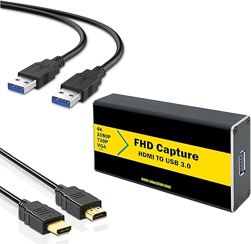 Tarjeta de captura de video 4K 30FPS 1080P 60FPS a USB 3.0 con cable HDMI 4K HDMI a USB 3.0 para compatible con Windows, Linux, macOS, transmisión