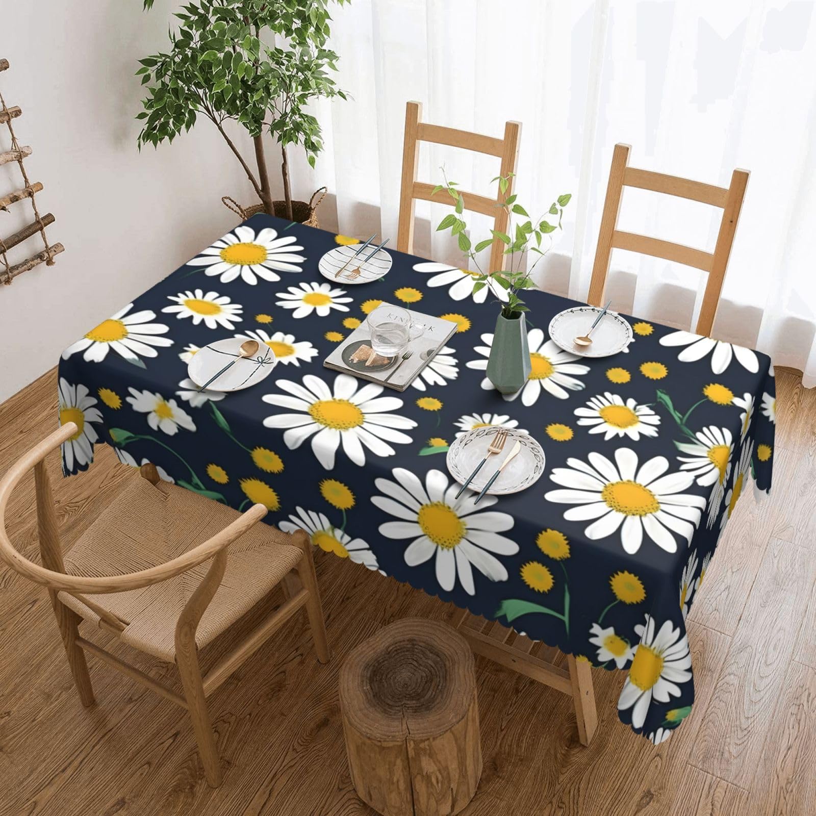 Nappe rectangulaire marguerites pour sublimer vos dîners en terrasse et buffets