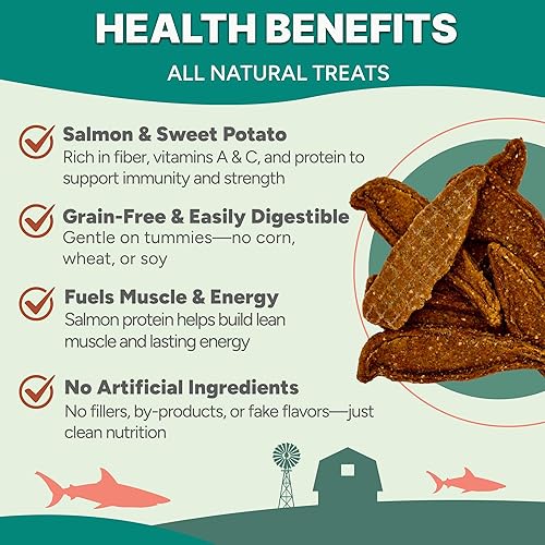 Miniatura 4 de Gaines Family Farmstead Filetes de salmón y batata para perros, bolsa de 8 onzas, golosinas totalmente naturales para perros, salmón de Alaska