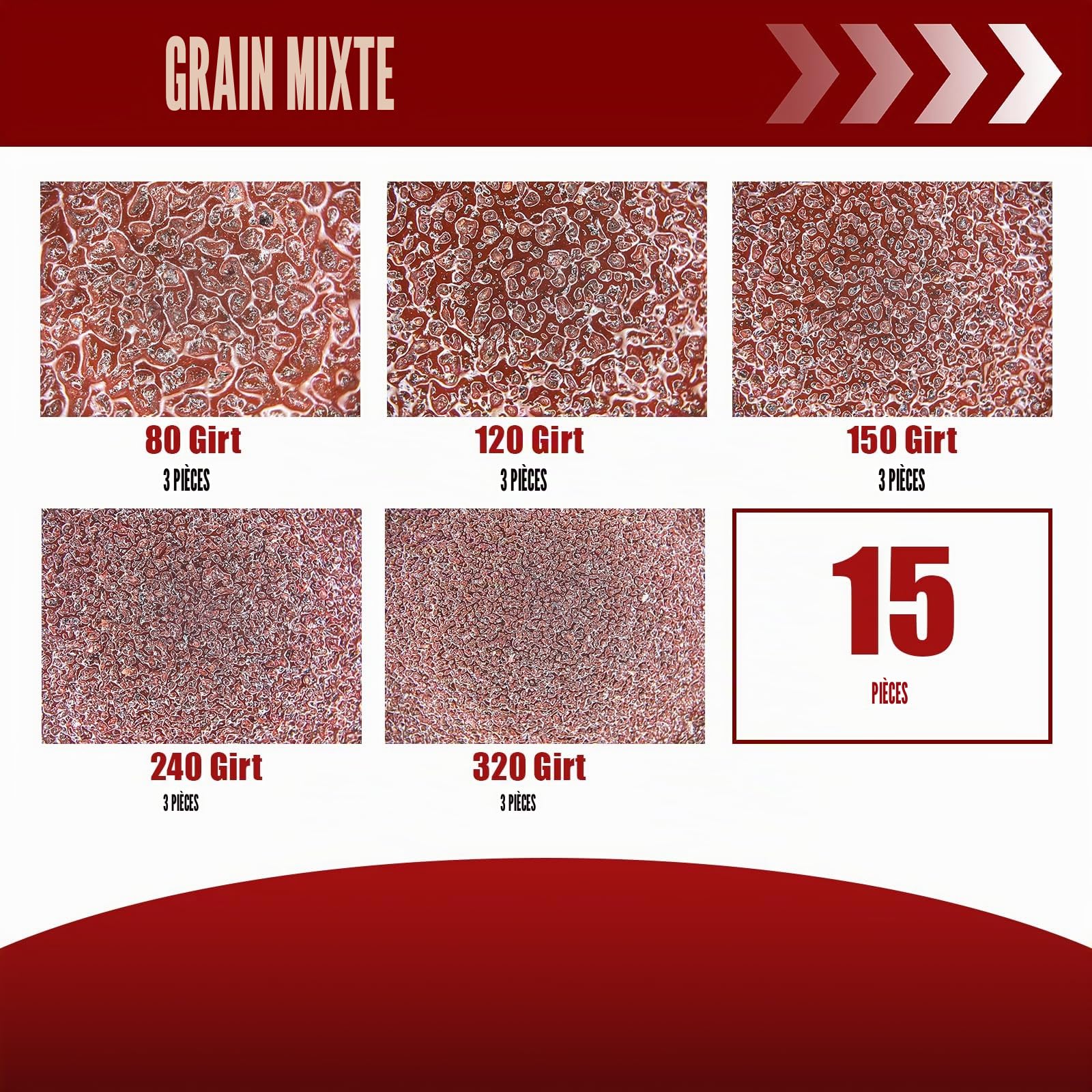 15 Pièces Bande Abrasive 100 x 610 mm, Bandes Abrasives Mixte (3 x Grains 80/120/150/240/320) Ensemble de Bandes Abrasives, pour Ponceuses à Bande