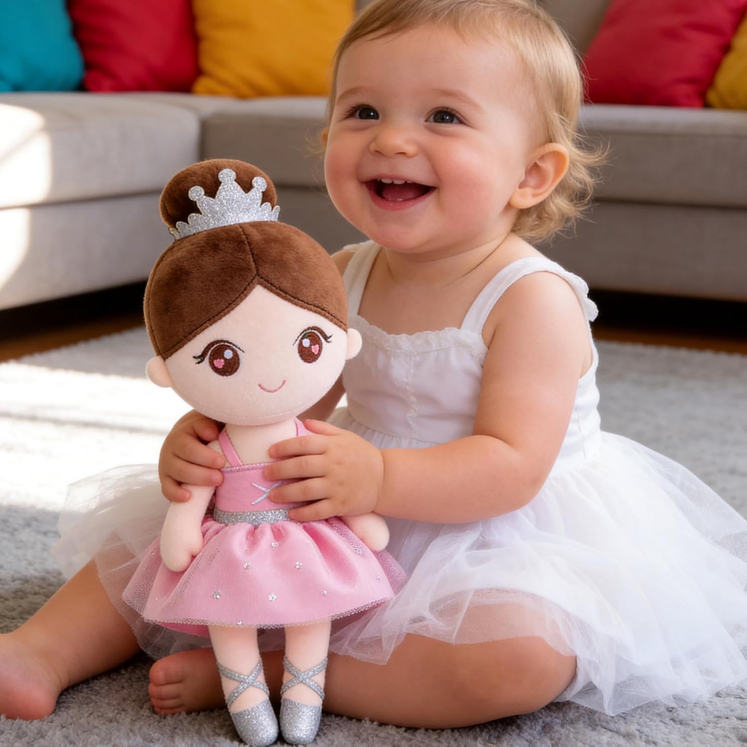 Gloveleya Baby Girl Gifts Dolls Soft Plush Toy Ballet Girl Doll Light Pink