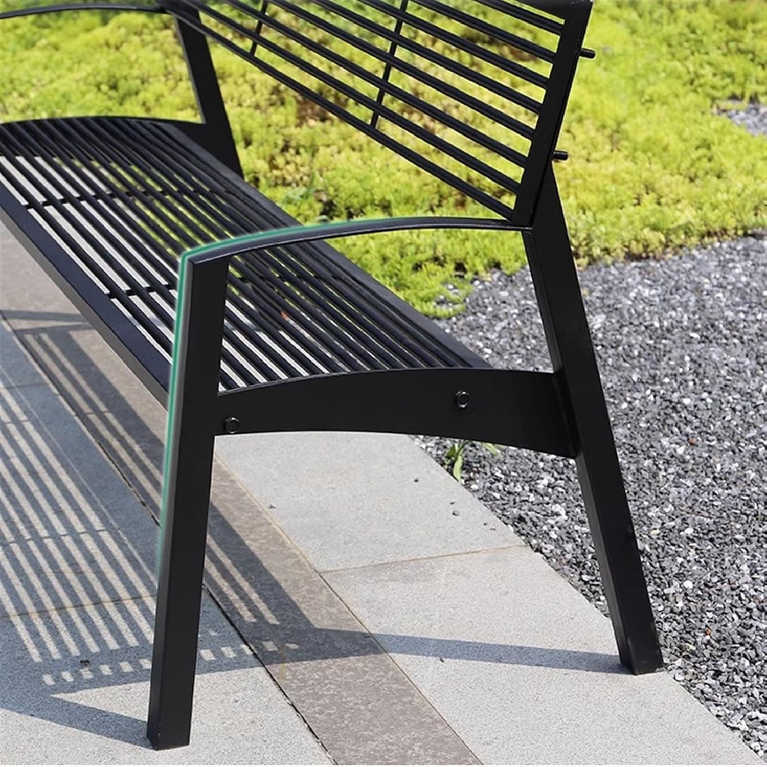 Garden Bench Outdoor Benches Park Chairs with Armrest, Durable Steel Frame Patio Bench with Round Tube Backrest and Seats, Modern Leisure Chairs Outdoor Furniture Outdoor Bench ( Size : 180x63x82CM )