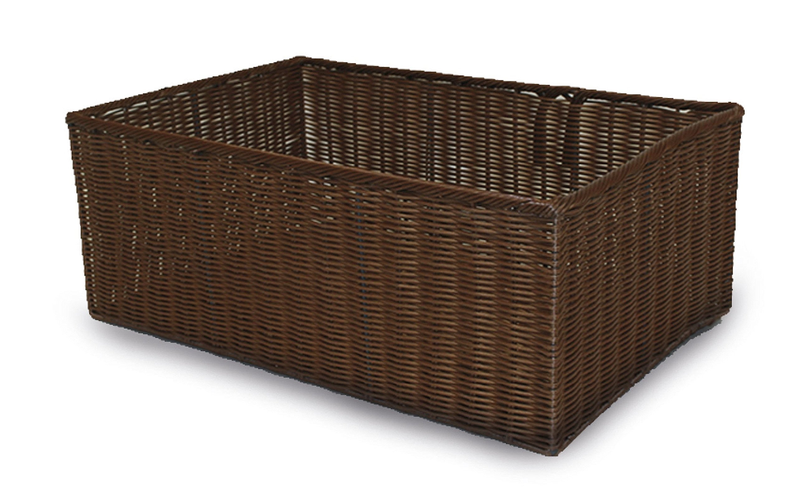 CESTA PLASTICO NOGAL. Bandeja de plástico imitación mimbre.Bandeja almacenaje y decoración (60x42x23 cm.)