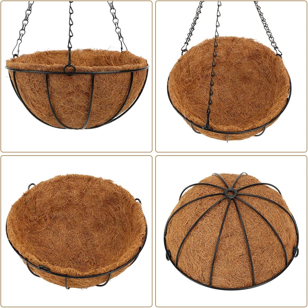 Angchun Hanging Planters for Outdoor Indoor Plants, 4 Pack 10 Inch Metal Flower Pots with Coco Coir Liners Wire Plant Holder with Hanger for Patio Porch Garden Decoration Watering Hanging Baskets : Patio, Lawn & Garden