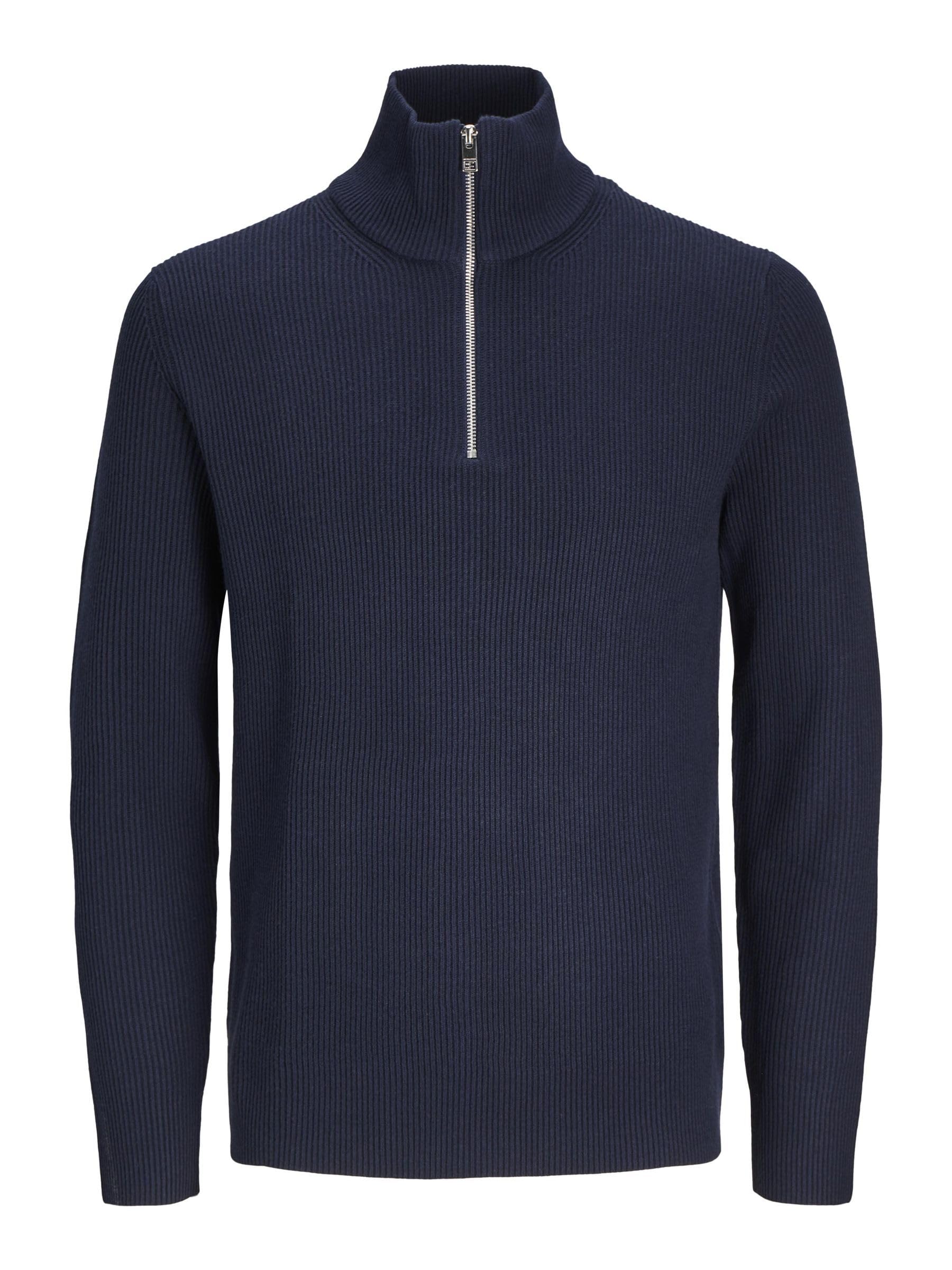 Jack & Jones Male Cardigan Con Cerniera A Quarti In Tinta Unita Cardigan Con Cerniera A Quarto, Sky Captain, Xxl-image