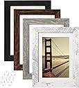 BAIJIALI 5x7 Picture Frame Distressed Farmhouse Wood Pattern Set of 4,Display 4x6 with Mat or 5x7 Without Mat,Multicolour