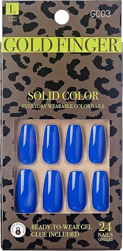 Gold Finger Full Cover Nails Gel Glam Ready to Wear Gel Manicure Long Nails