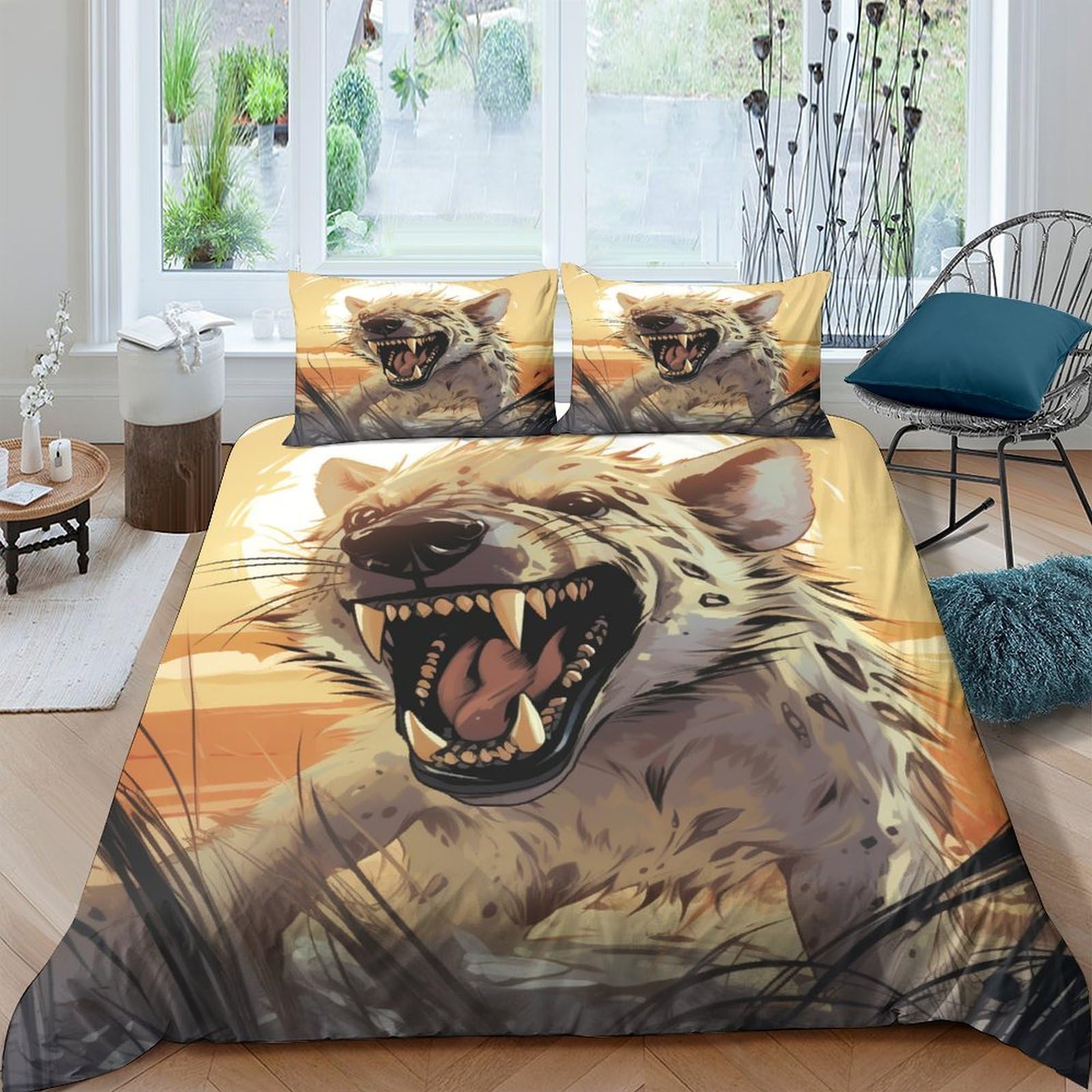 Housse de couette 220x240 Hyena parure de lit 3 pièces pour très grand lit