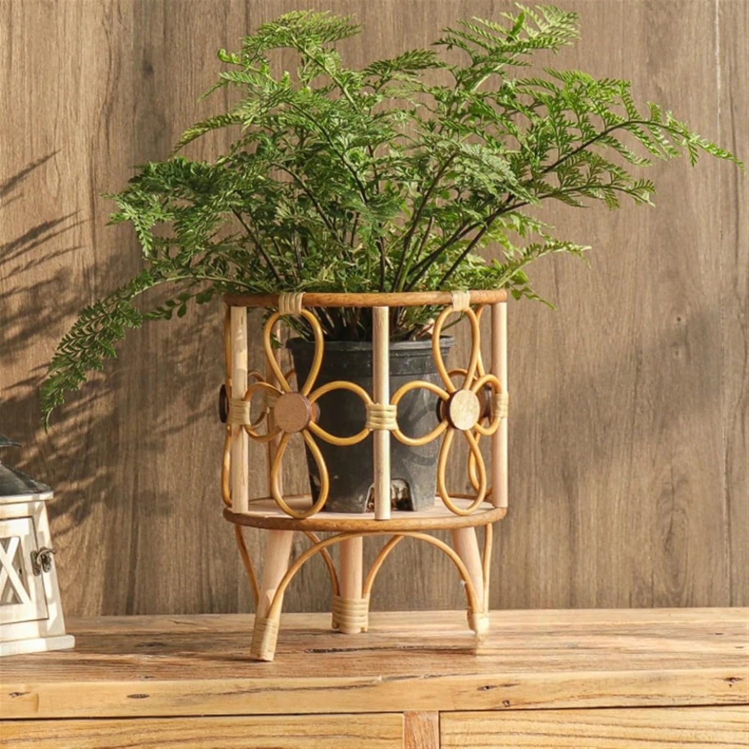 Plant Support Plant Pots Living Room Floor Shelves for Plants Balcony Decoration Flower Stand Versatile Scenes Wooden Stand Indoor Outdoor Plant Holder (L)