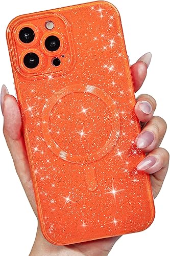 Miniatura 16 de Funda para iPhone 15 Pro con purpurina compatible con Magsafe, funda magnética Mag Safe para teléfono femenina, linda, brillante y bonita para Rosa