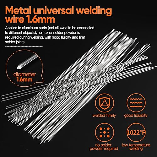 Miniatura 2 de Alambre de soldadura universal de metal, 50 unidades, fácil de usar, alambre de soldadura de núcleo de fundente, varillas de núcleo de flujo de