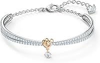 Swarovski Lifelong Heart Crystal Bangle Bracelet - Rose Gold Rhodium Finish, Timeless Elegant Jewelry