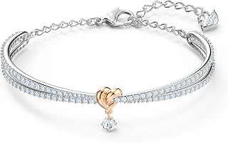 Swarovski Lifelong Heart Crystal Bangle Bracelet - Rose Gold Rhodium Finish, Timeless Elegant Jewelry