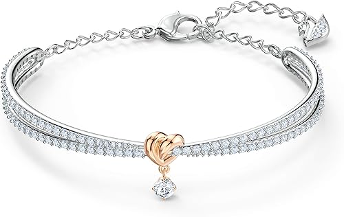 SWAROVSKI Colección de joyas de cristal, pendientes y pulseras con forma de corazón, oro rosa y acabado en tono rodio