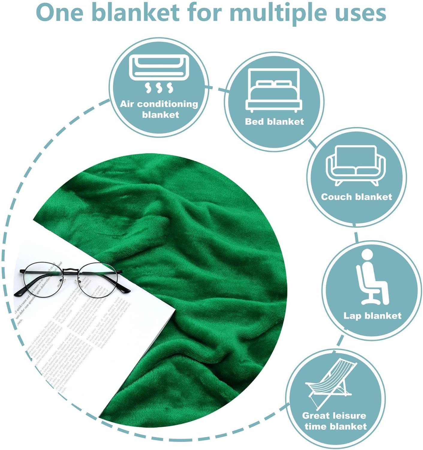 NANPIPER Fleece Blankets Super Soft Flannel Queen Size Blanket for Bed Luxury Cozy Microfiber Plush Fuzzy Blanket,Emerald Green - Image 6