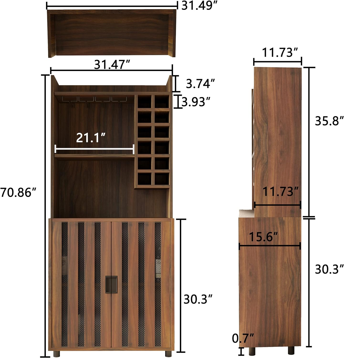 Tall Bar Cabinet with 12 Wine Bottle Racks, Portable Bar Mini Bar for Home,Modern Coffee Station Cabinet, Farmhouse Liquor Bottle Display Shelf & Snack Cabinet,Liquor Cabinet bar for Home