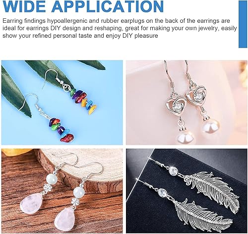 Miniatura 41 de Ganchos para aretes de plata de ley 925, kit de 750 ganchos para aretes, 250 piezas/125 pares de ganchos hipoalergénicos dorados y plateados con 250
