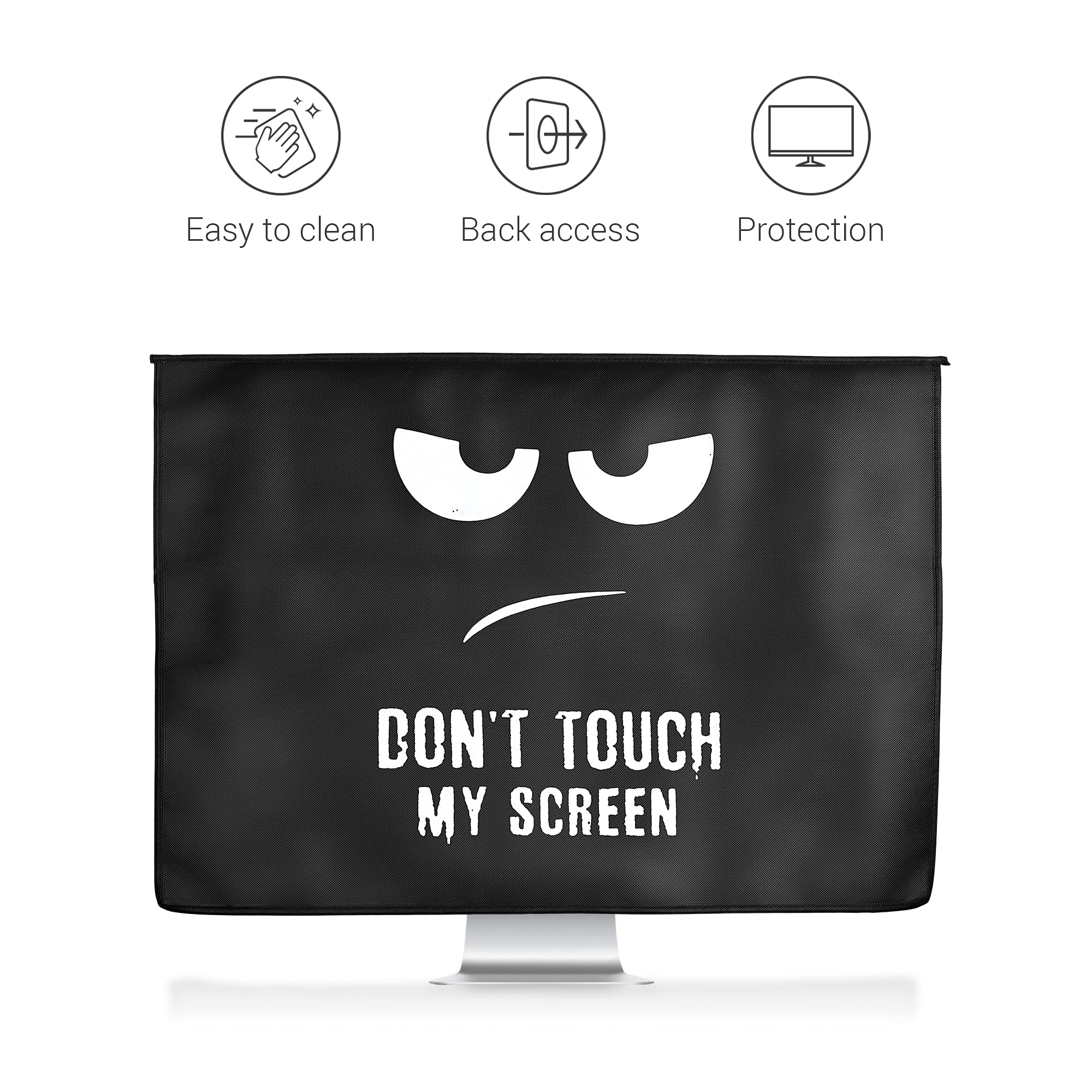 Housse écran En Lin Pour Moniteur 27-28 Pouces - Protection Poussière, Design Sobre, Fente Arrière