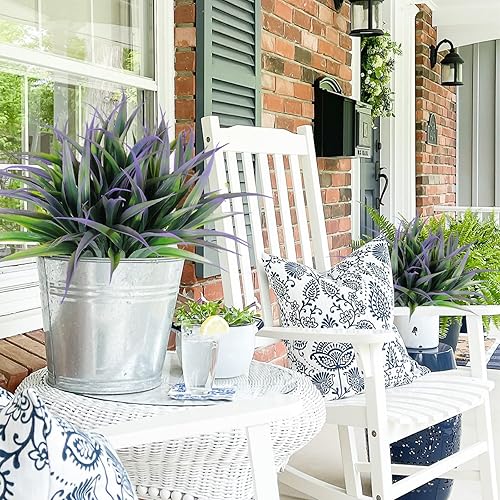 Miniatura 3 de RECUTMS Hierba artificial artificial, 8 tallos de vegetación sintética, resistentes a los rayos UV, plantas para exteriores, arbustos tropicales de