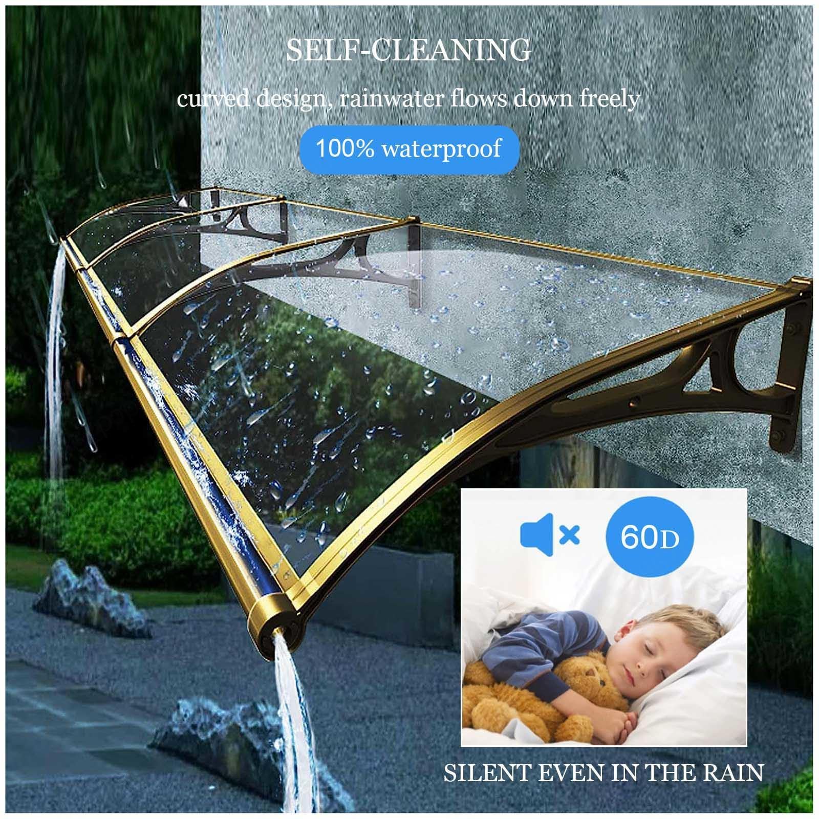 Auvent De Terrasse En Polycarbonate Avec Gouttière - Protection Contre La Pluie, Neige Et UV, Pour Porte/fenêtre