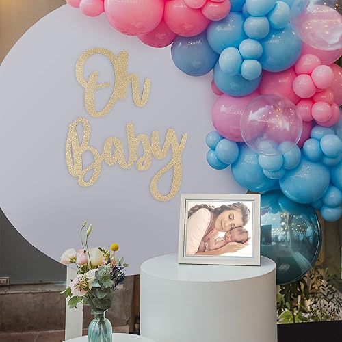 Miniatura 4 de Letrero de OH BABY (maderadorado) para fiesta de baby shower, decoración de revelación de género para niño y niña, anuncios de bebé, fiesta de