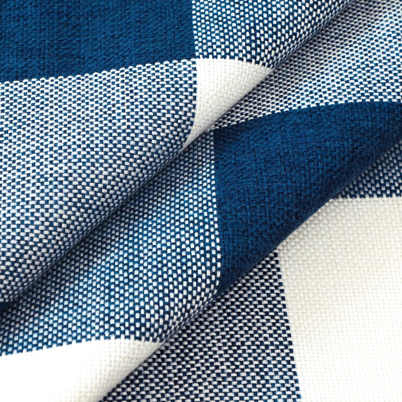 Sungeek Buffalo Check Plaid Cushion Covers 60 x 60 Set of 2 Linen Christmas Tartan Decorative Square Pillow Covers with Stitched Edge for Sofa Couch Bed Living Room 24x24 Inch (Blue) - Image 3