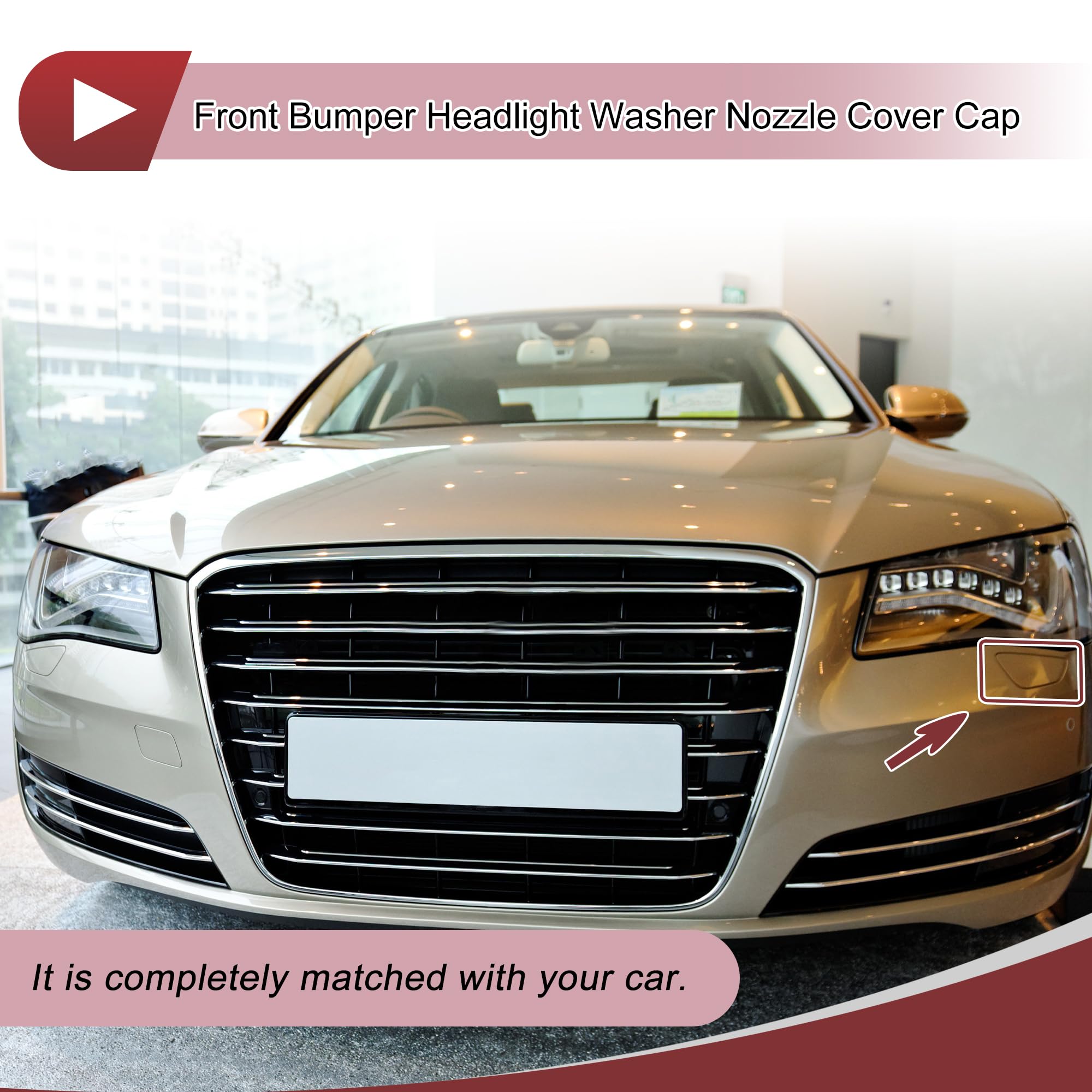 HEROFFIX 1 Pcs Front Left Side Bumper Headlight Washer Nozzle Cover Cap for Audi A8 2009-2014 Bumper Trim Nozzle Cover No.4H0955269 Black Plastic