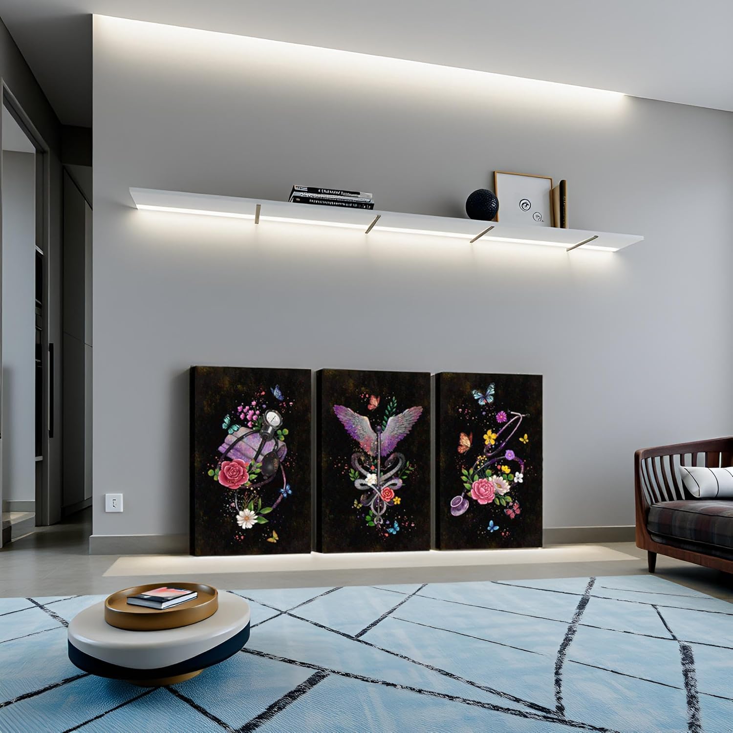 Conipit Medical Office Wall Art Stethoscope Canvas Picture Medical Instruments with Snake Butterfly Flower Artwork for Hospital Clinic Wall Decor Doctor Present Nurse Day Gifts (Large) - Image 7