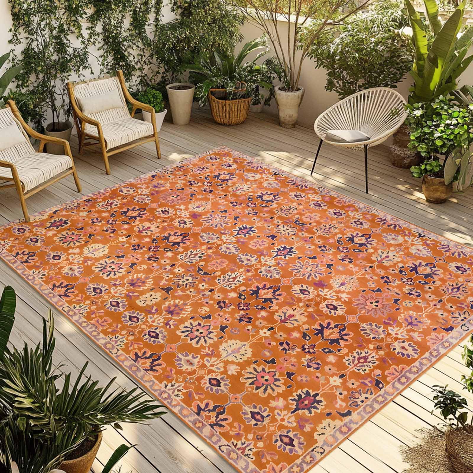 Amazon.com: Boho Orange Outdoor Rug,6x9 Feet Outdoor Plastic Straw