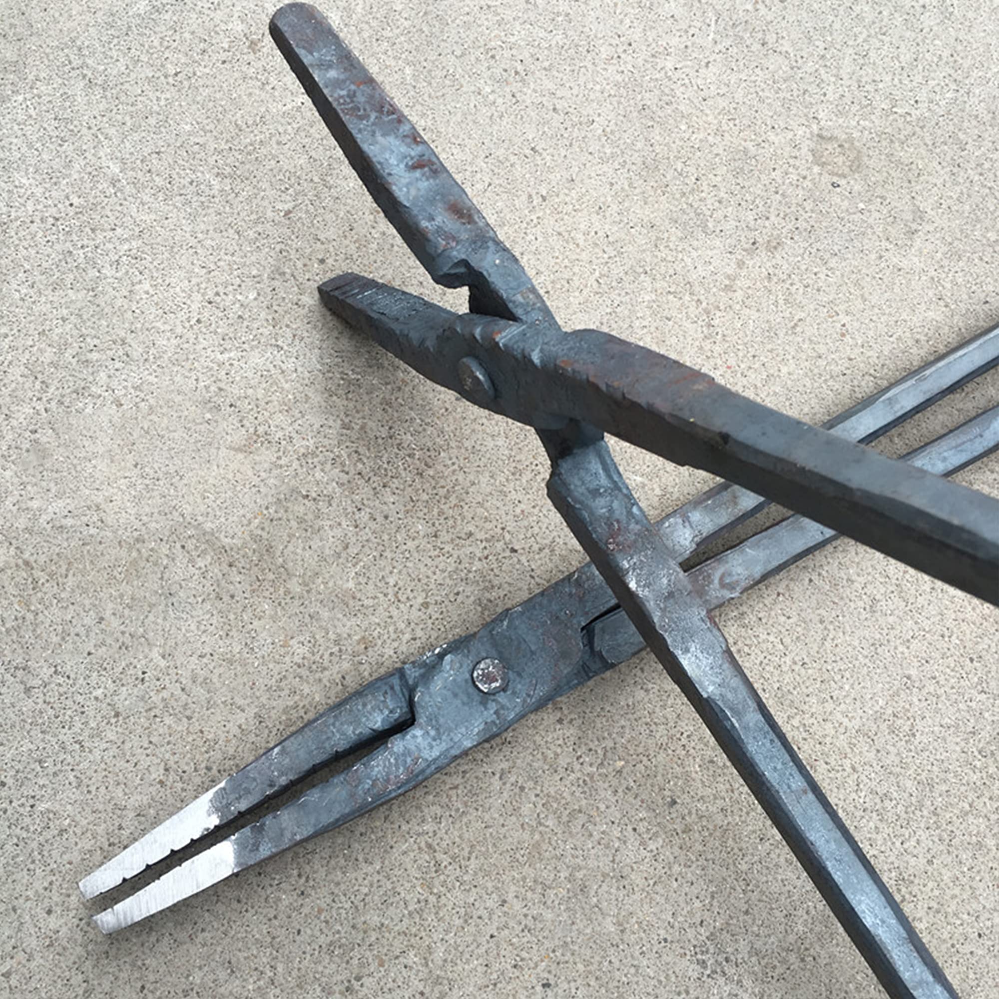 Tenaza de Forja Pinzas Planas Pinzas de Herrero para Anvil Vise Forge 80cm 3.0kg Tenaza de Forja Nariz Plana para Ingeniero Herrero