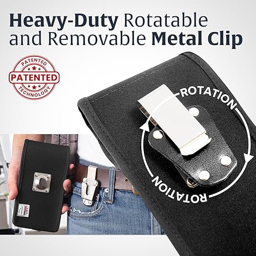 Miniatura 10 de Turtleback Funda hecha para Note 20 Ultra compatible con OB Defender o fundas voluminosas, bolsa de cuero negro, horizontal resistente fabricada en