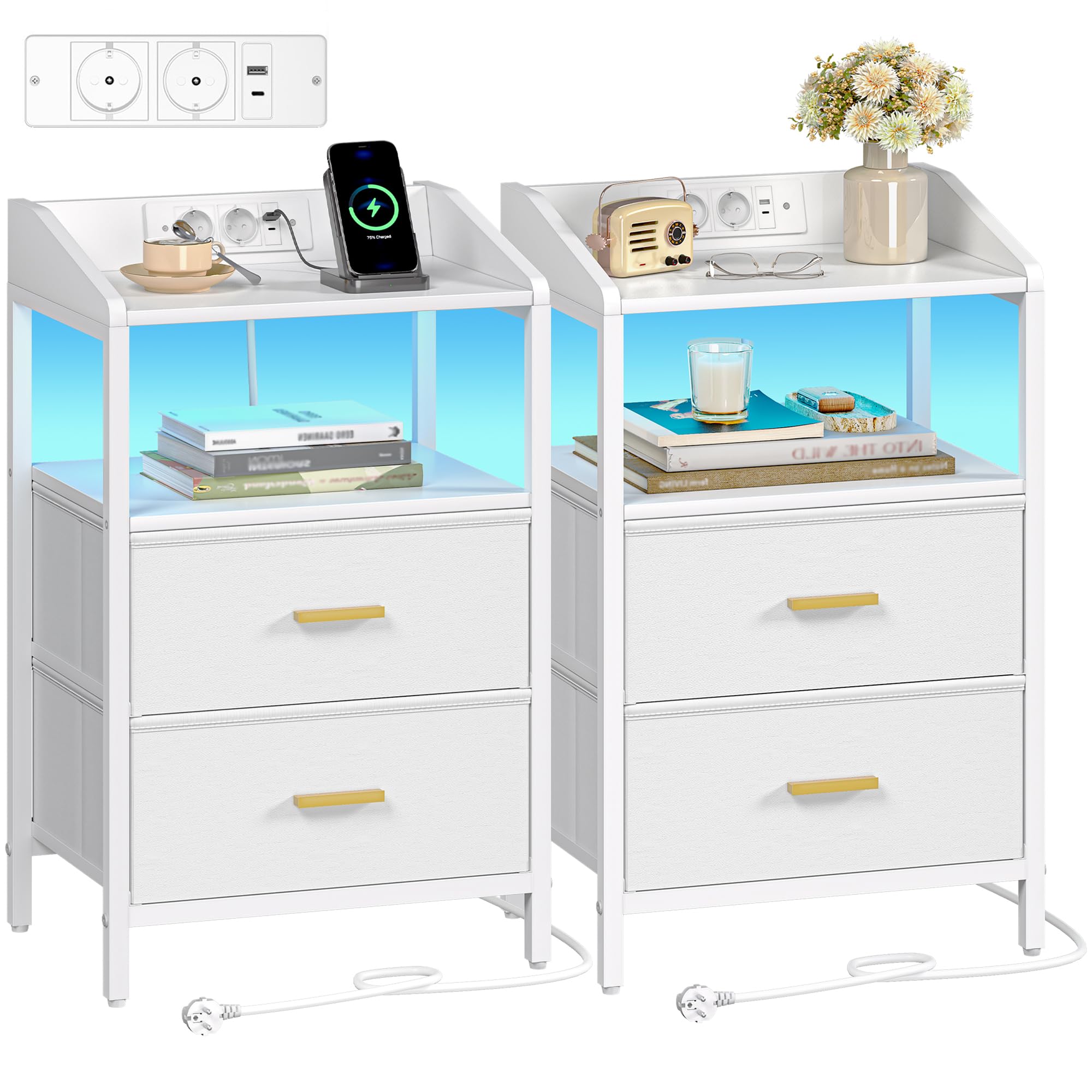 hzuaneri table de chevet lot de 2