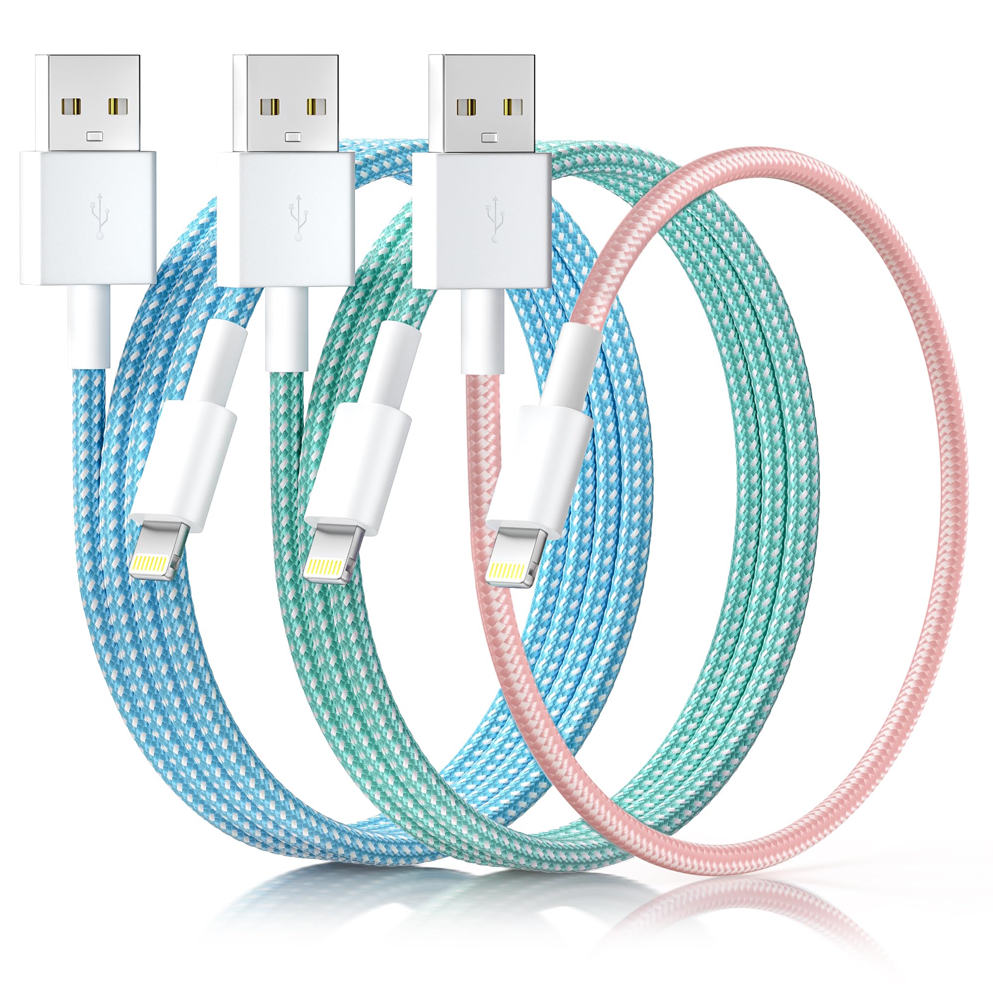 iPhone アイホン 充電ケーブル 3本 急速 ライトニングケーブル : ライトニングケーブル 3M 3本セット iPhone