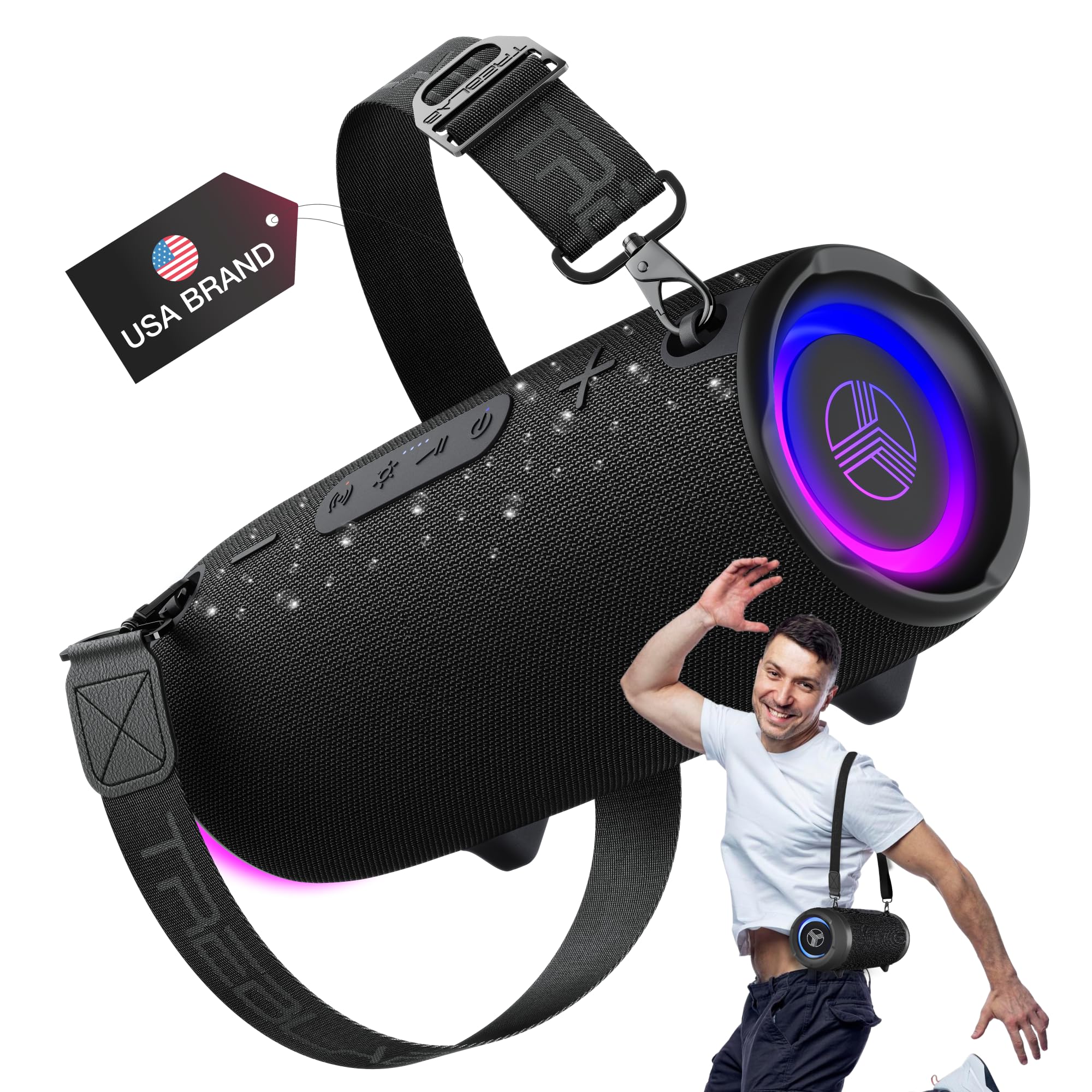 Ultra Loud Wireless Speaker - 60W Stereo Sound with Deep Bass, 20H Playtime, Powerbank, Waterproof, Loudest Portable Bluetooth Speaker for Home, Outdoor Party, Beach, Work, Travel, HD-Max