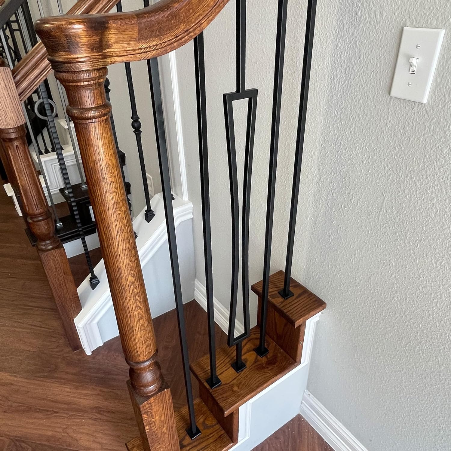 Modern Hourglass Rectangle Iron Baluster (Contractor 10-Pack) 1/2" x 44" Tall (Real Satin Black NOT Matte or Flat Color)