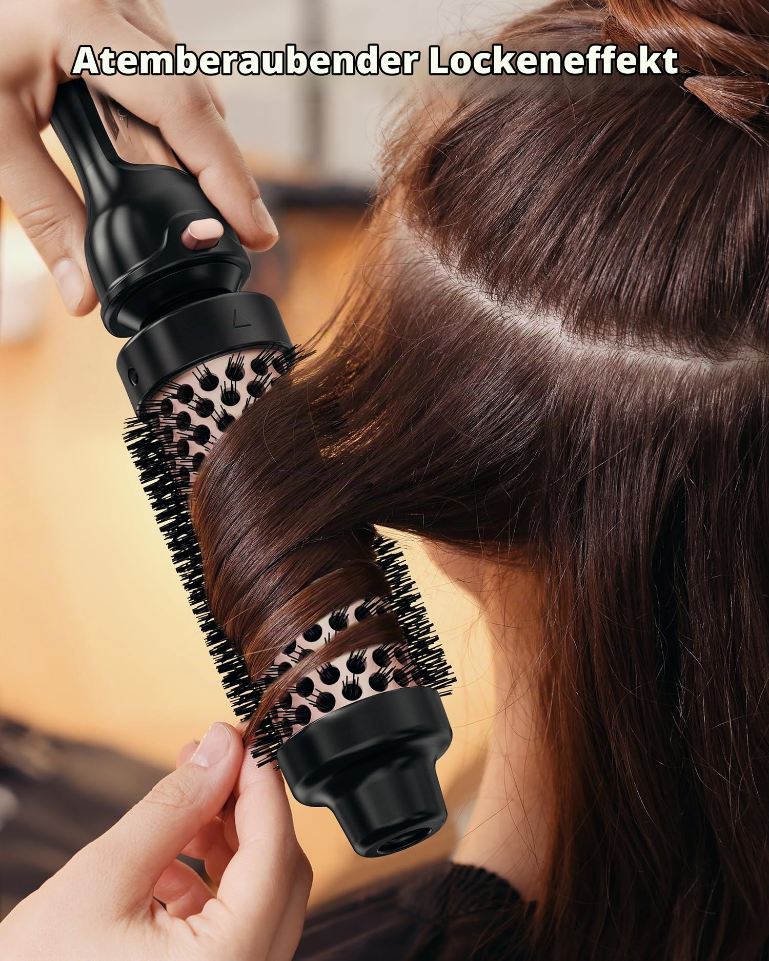 Farery Lockenstab Thermal Brush, 9 Temperaturen Heiße Bürsten für mittleres bis dickes und grobes Haar, schnell aufheizende keramische Heißbürste, austauschbare Bürstenköpfe, mit Dual-Spannung.