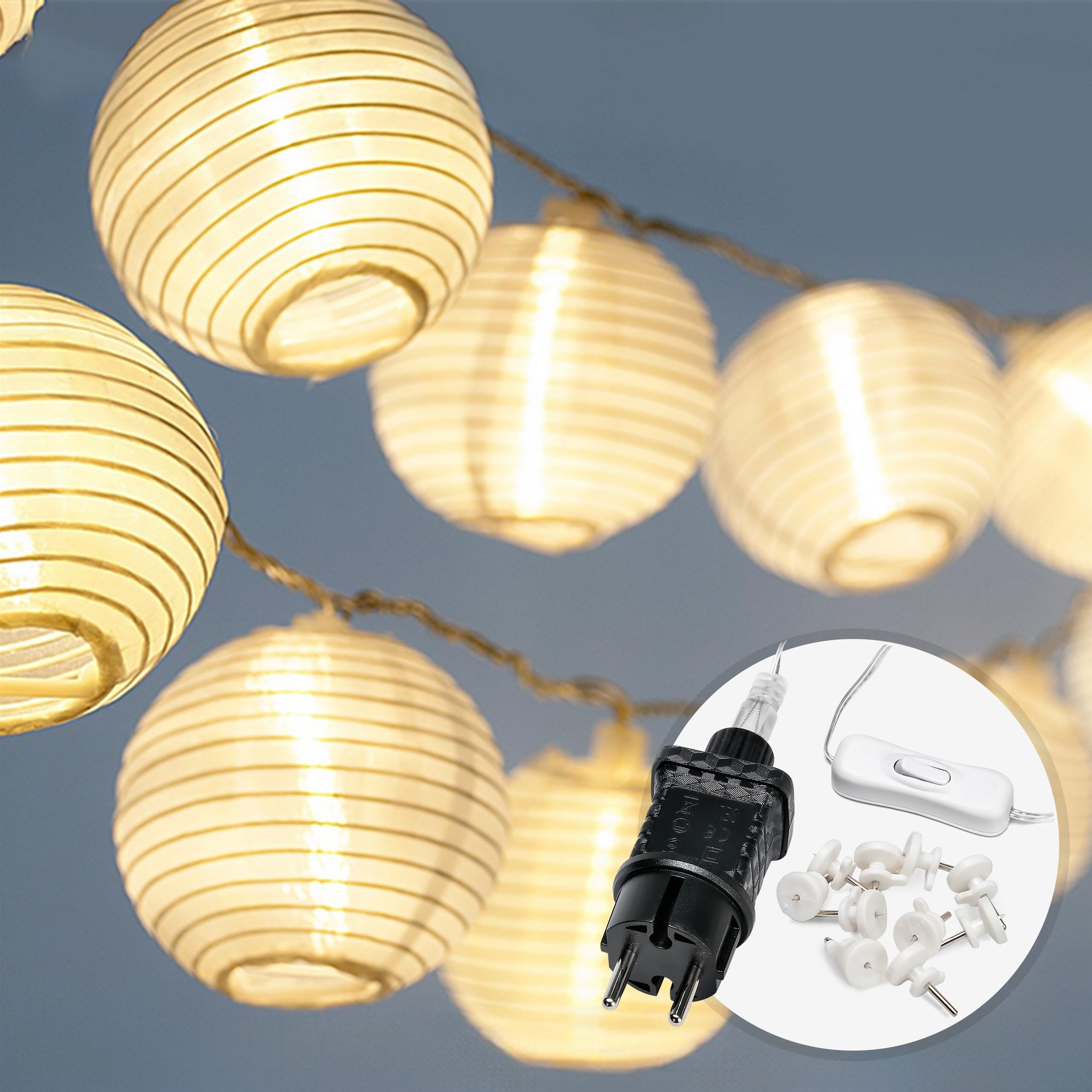 CozyHome Guirnalda luces exterior linternas - 20 linternas LED blanco cálido & 7m I Con enchufe I Luces decorativas habitacion Fairy lights decoracion Luz led hadas Luces led pequeñas Luzes navideñas