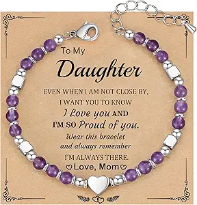 Christmas Gifts for Women, Stocking Stuffers for Teens Beaded Bracelets for Women Gifts for Mom Christmas Gift Mothers Day Gift for Grandma Daughter Bonus Mom Nature Stone Bead Bracelet Graduation Jewelry for Her 2026