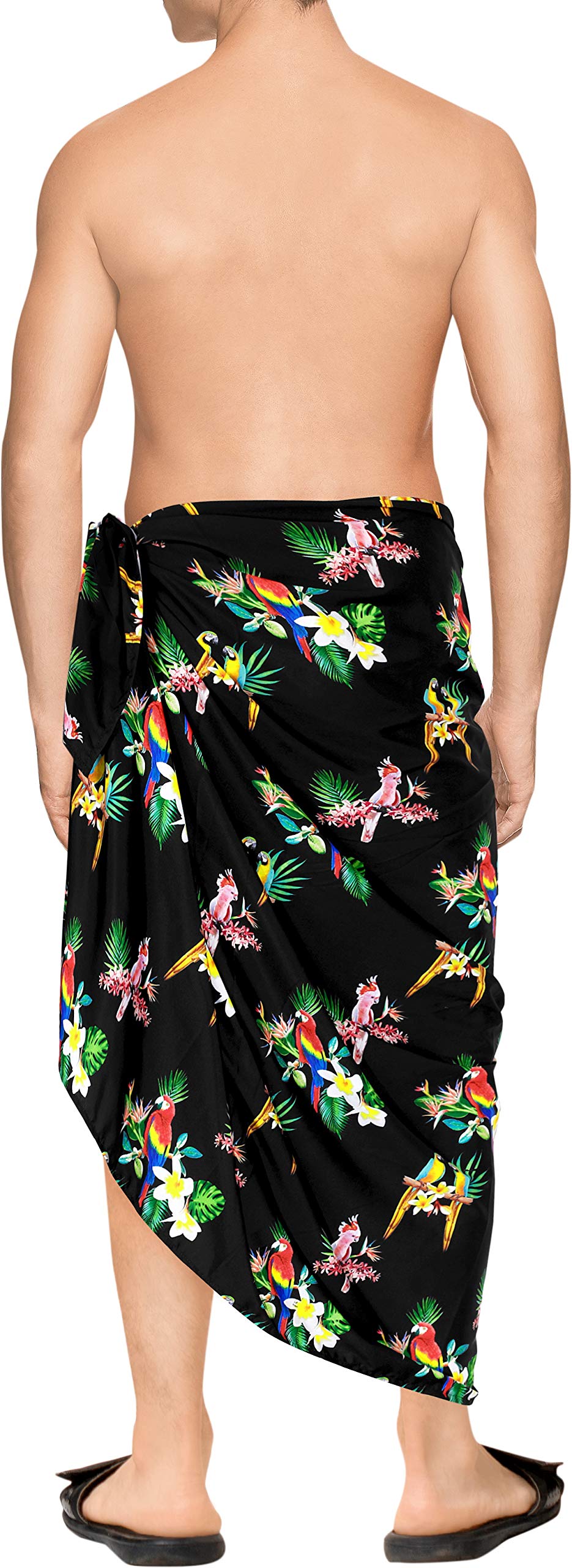 HAPPY BAY Men's Beachwear Wrap Summer Long Hawaiian Lava Lava Regular Surfing Cover-Up Swimwear Holidays Beach Sarongs for Men One Size Black