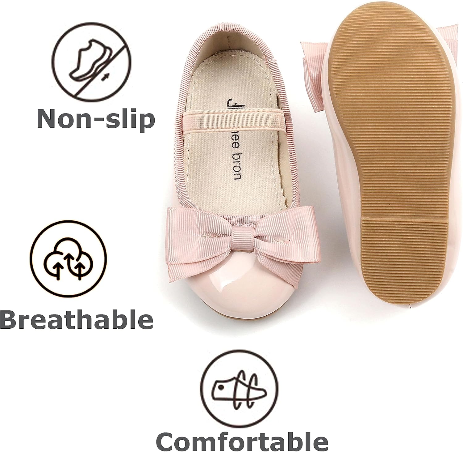  | THEE BRON Toddler/Little Girl Apricot Mary Jane Flats Princess Dress Shoes(G02 Apricot,Size 13M Little Kid) | Flats