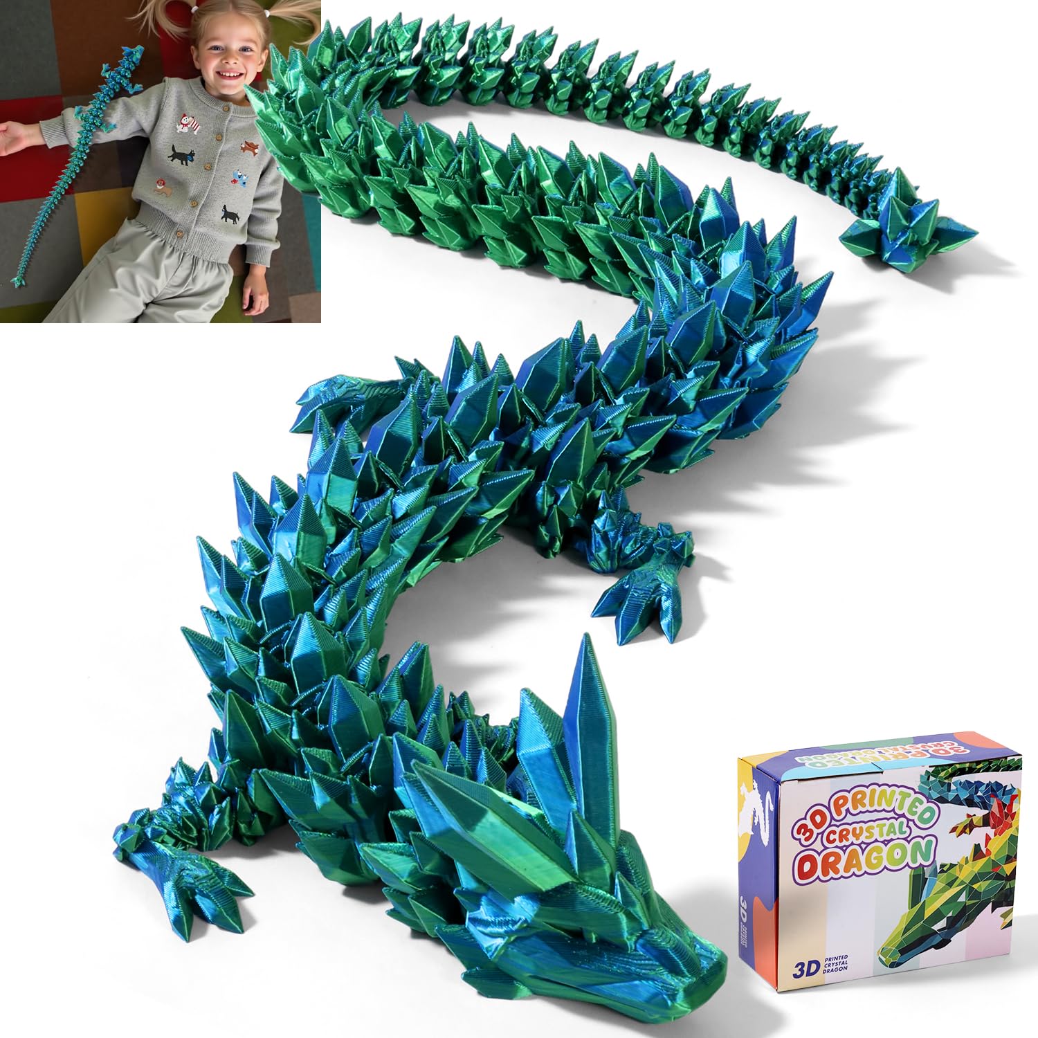 TXB3DOK 24 Inch 3D Printed Articulating Dragon - Giant, Long, and