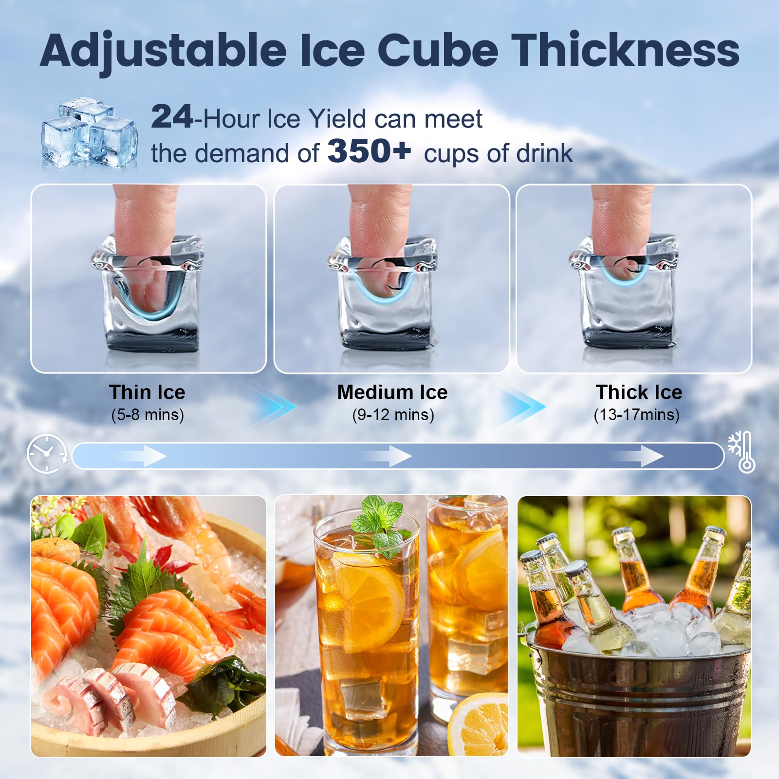 Commercial Ice Maker Machine 140LBS/24H, Dual Water Inlet Options, Freestanding Under Counter Ice Maker Smart LCD, Self-Cleaning, Quiet for Home, Bar, Restaurant, Support 5-Gallon Bottle Water on Fridge.com