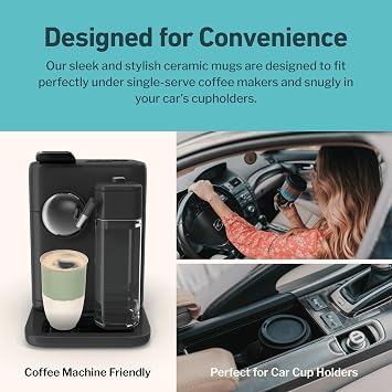 NOVA CERAMICS Travel Mug - Ceramic To Go Coffee Mug With Lid – Travel Mug Ceramic To Go Cup – Microwave & Dishwasher Safe Ceramic Coffee Mug With Lid - Gifts For Women Men Him Her – 355ml – Sage Green