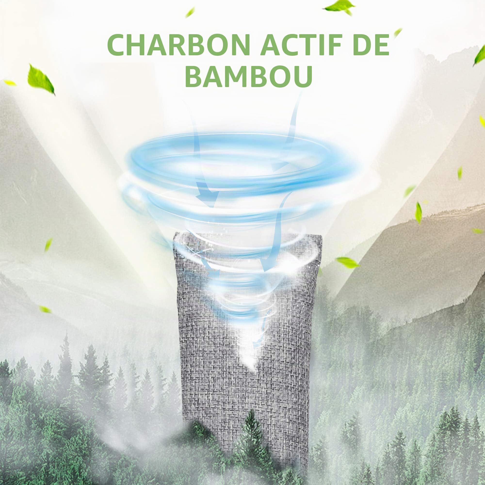 Lot de 6 sacs purificateurs d'air au charbon de bambou - Absorbeur d'odeurs - Absorbeur d'odeurs - Désodorisant naturel pour voiture - Éliminateurs d'odeurs pour la maison, les animaux de compagnie,