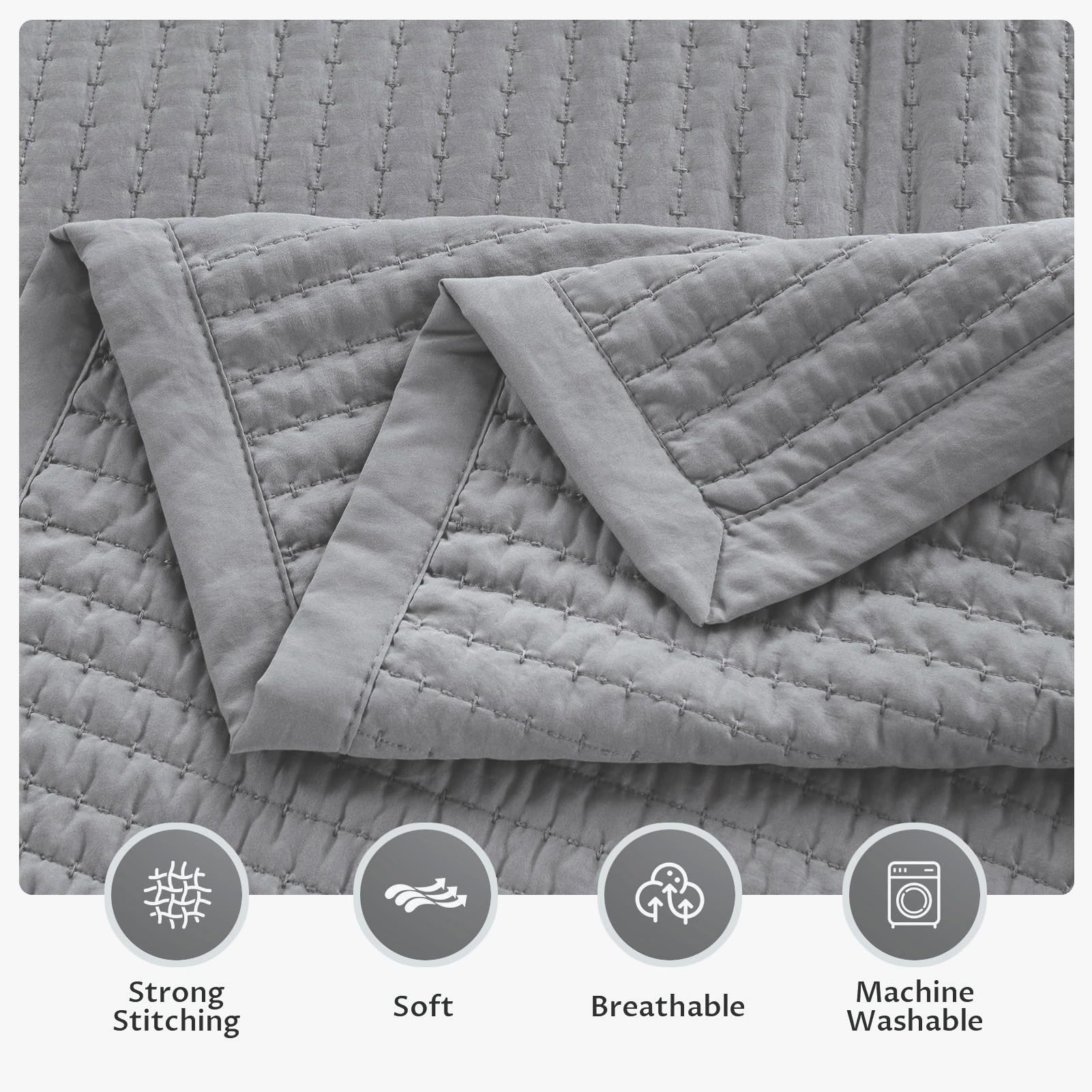 KASENTEX Juego de edredón King XL de 108 x 98 pulgadas, colcha ligera de 3 capas suave lavada, diseño nórdico minimalista, juego de edredón de primavera y verano para todas las estaciones (1 edredón +